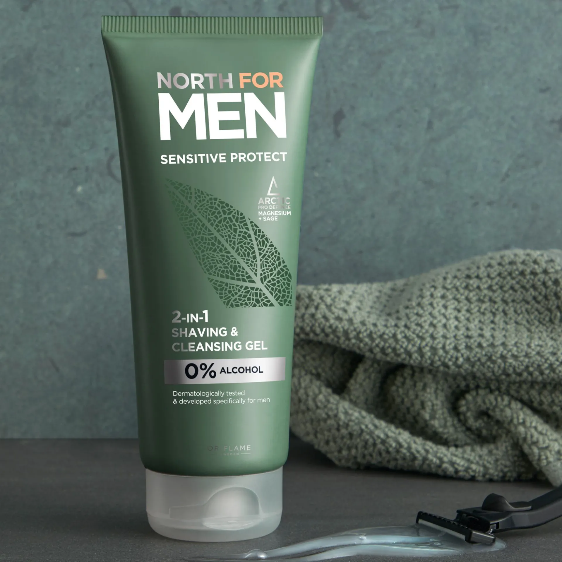 Żel do golenia i mycia twarzy 2 w 1 North For Men Sensitive Protect 200 ml