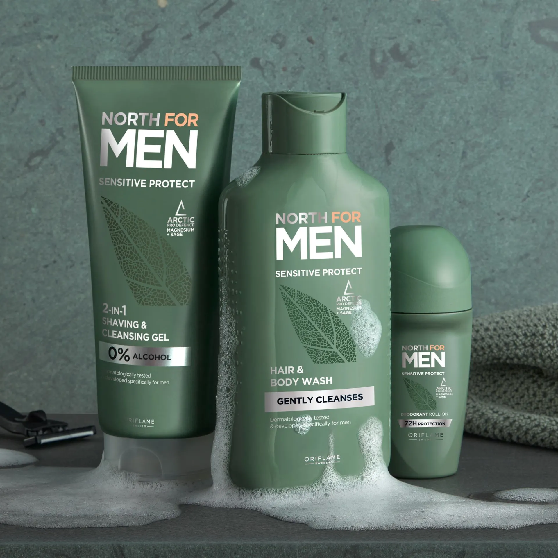 Żel do golenia i mycia twarzy 2 w 1 North For Men Sensitive Protect 200 ml