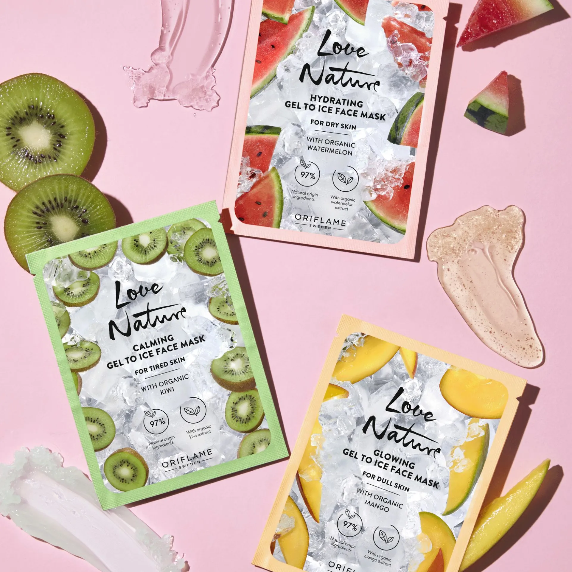 Kojąca maseczka Love Nature żel-lód z organicznym kiwi 10 ml