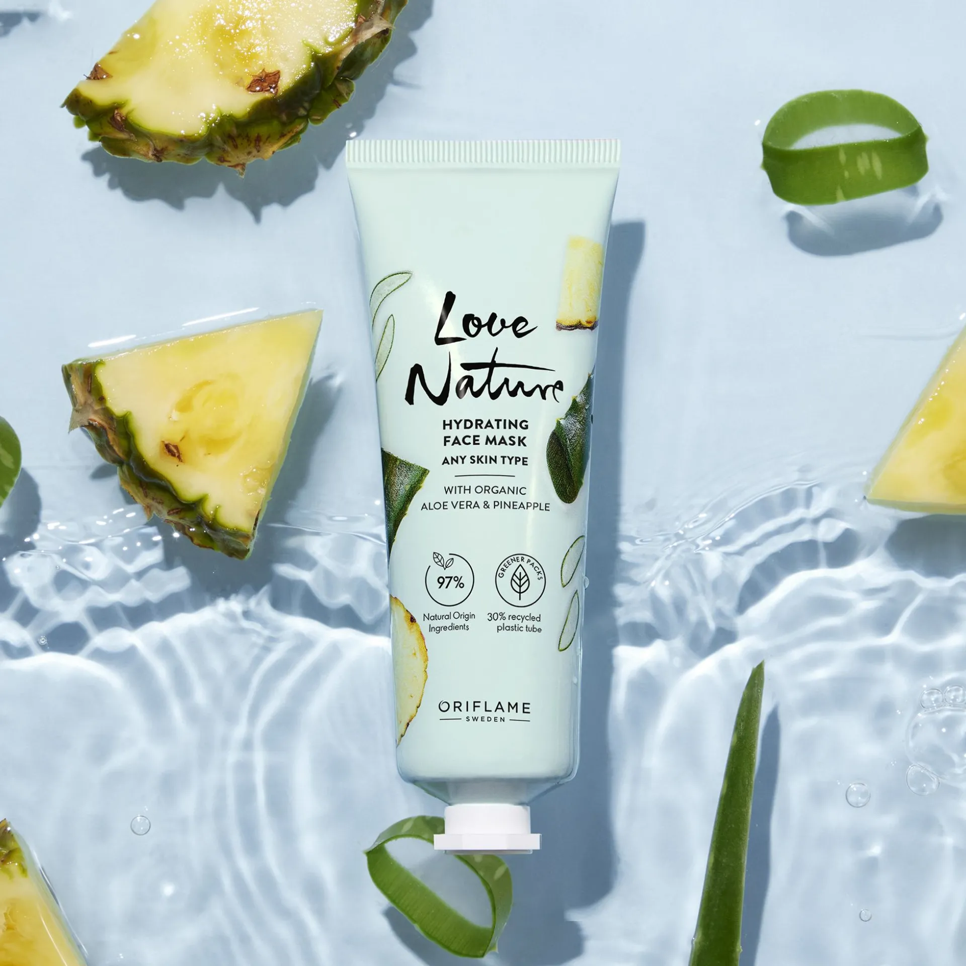 Nawilżająca maseczka do twarzy Love Nature z organicznym aloesem i ananasem 75 ml
