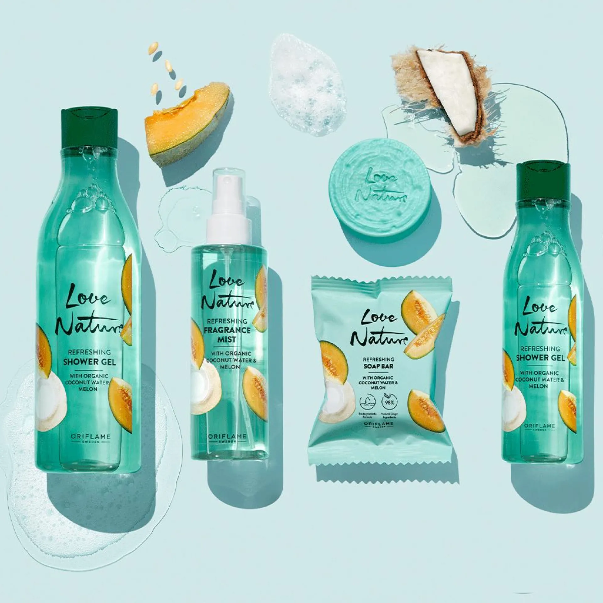 Odświeżające mydło Love Nature z organiczną wodą kokosową i melonem 75 g