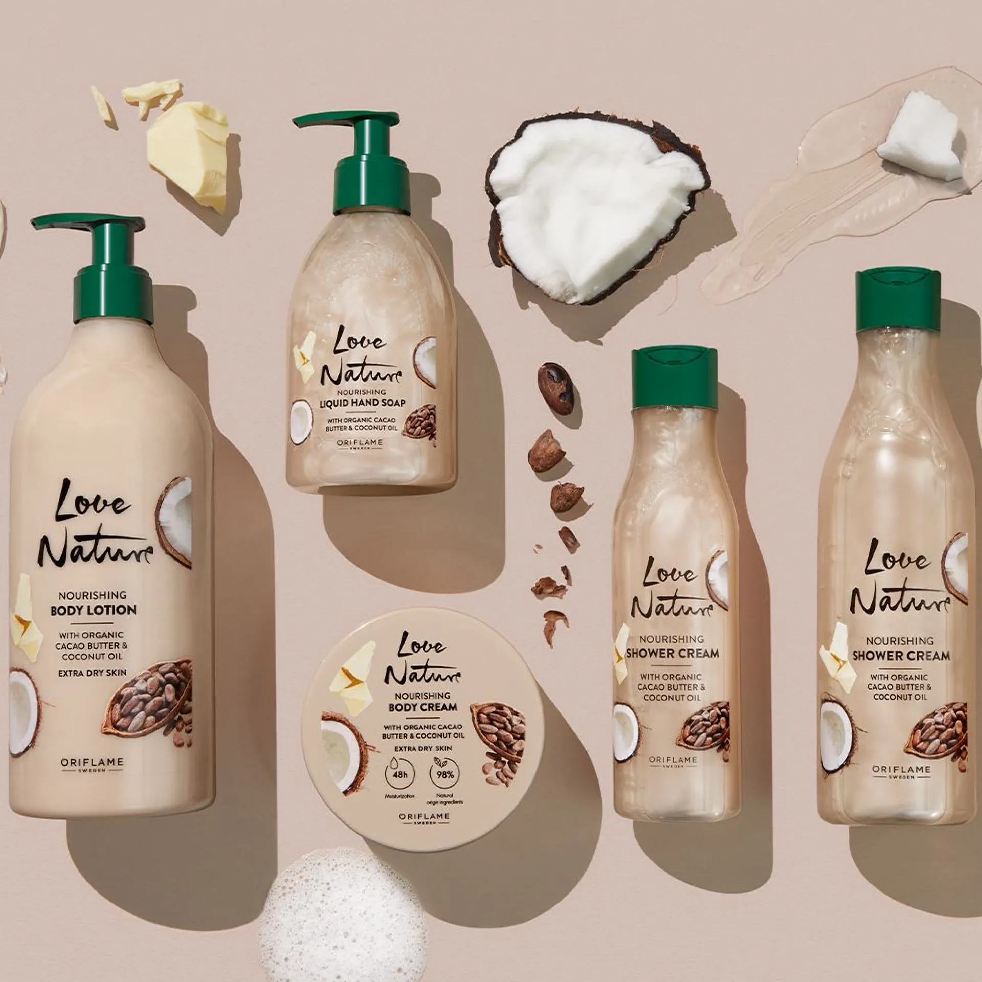 Odżywczy krem do ciała Love Nature z organicznym masłem kakaowym i olejem kokosowym 200 ml