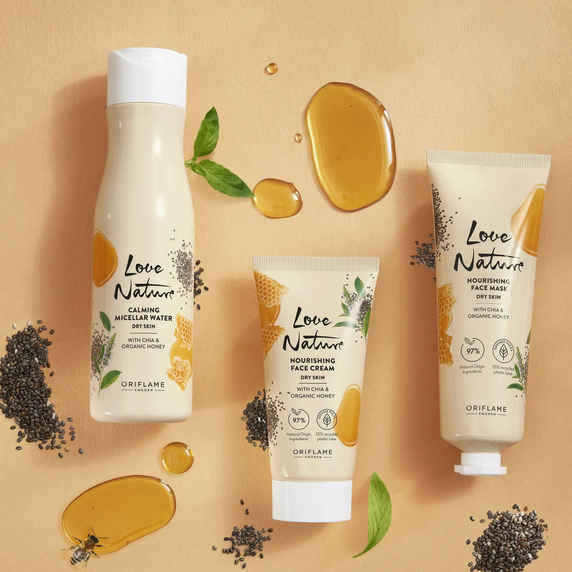 Odżywczy krem do twarzy Love Nature z chia i organicznym miodem 50 ml